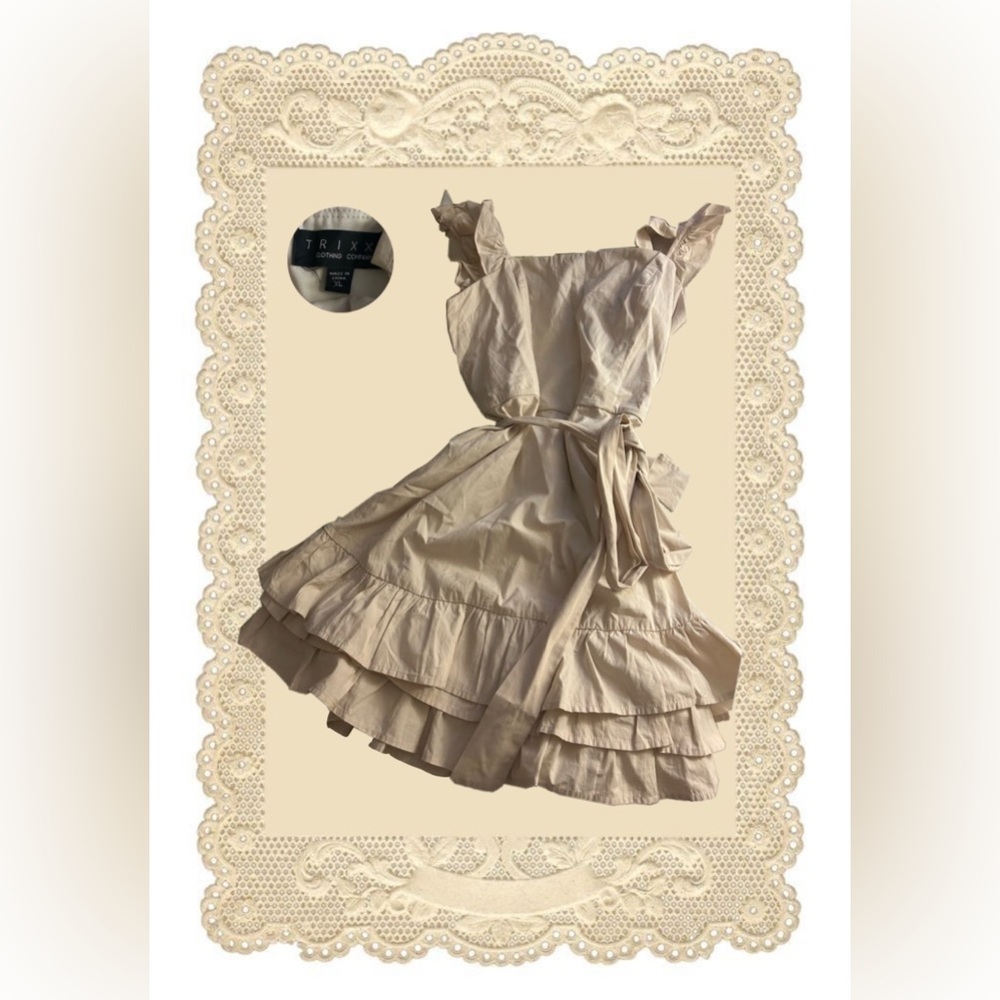 Trixxi Cream Ruffled Dress